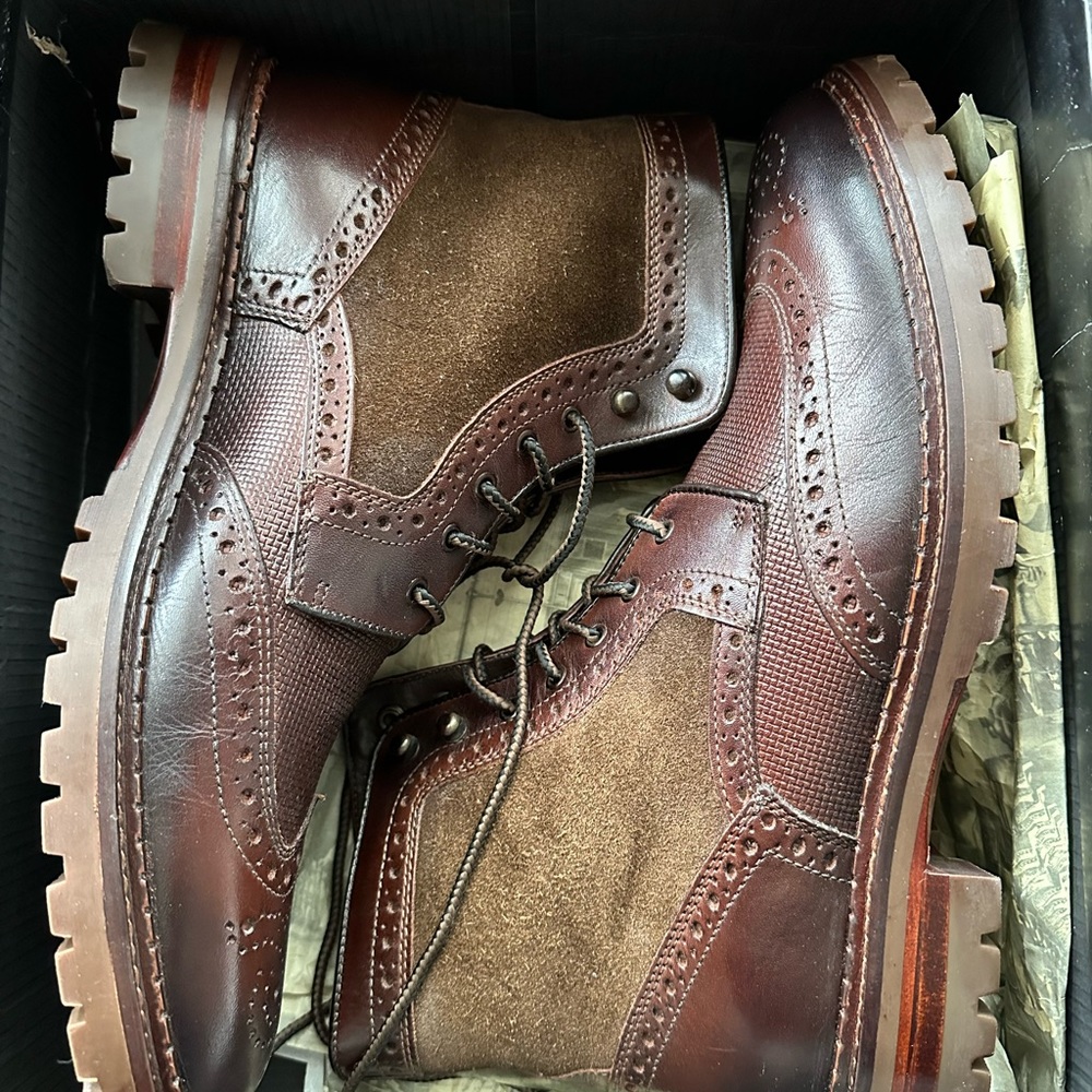 JOHNSTON & MURPHY Greer Wingtip Boots brown SHEEPSKIN sz9